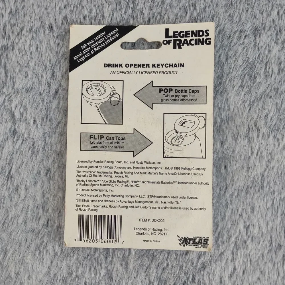 Legends of Racing Mark‎ Martin #6 Drink Opener Keychain